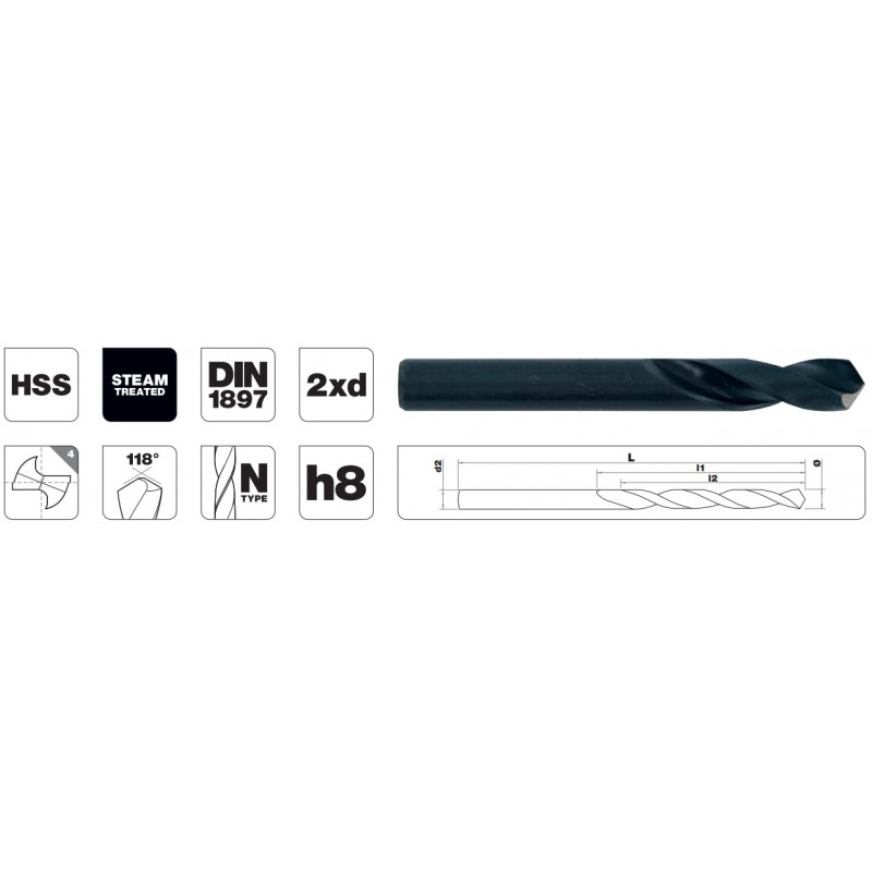 Tivoly HSS fully ground stub length drill   | T LINE (Ø) 4,5 mm