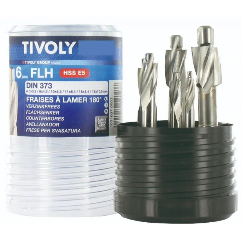 Tivoly Counterbores set 6-18mm, HSS-E5, 180°