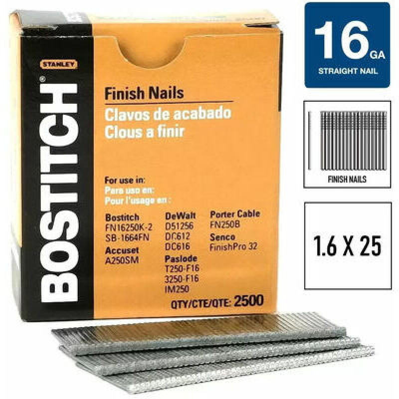 Bostitch 16GA  naglas ar gremdgalvu 25 mm, galvanizētas, 5M