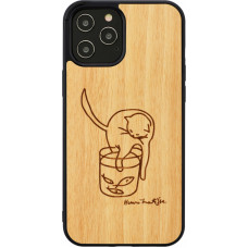 MAN&WOOD case for iPhone 12 Pro Max cat with red fish