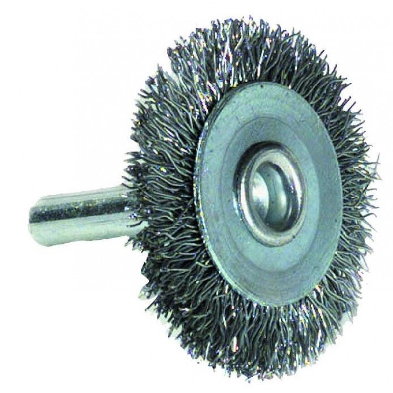 Tivoly Wheel brush for drill, Ø50mm, crimped steel wire 0.35mm, shank 6mm