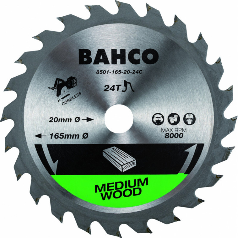 Bahco Ripzāģa asmenis kokam bezvada zāģmašīnām 160x16/20mm 24T