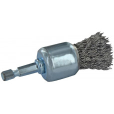 Tivoly End brush for drill, 0.35mm, crimped steel wire Ø22mm, 1/4 HEX shank