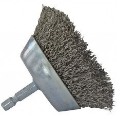 Tivoly Cup brush for drill, Ø50mm, corrugated steel wire 0.35mm, 1/4 HEX