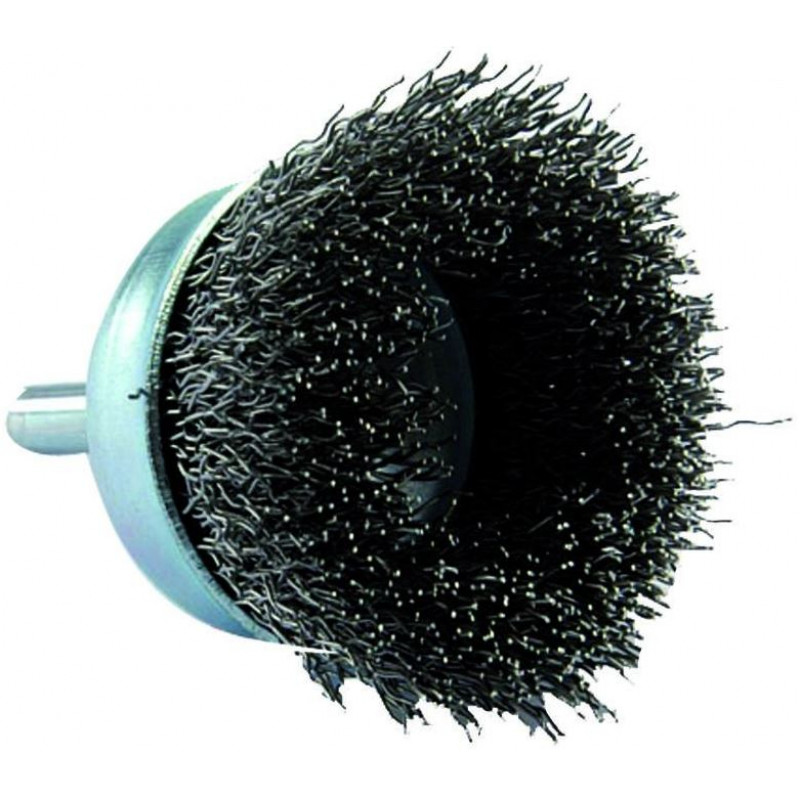 Tivoly Cup brush for drill, Ø50mm, crimped steel wire 0.35mm, shank 6mm