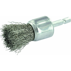 Tivoly Wheel brush for drill, Ø24mm, corrugated INOX wire 0.3mm, shank 1/4 HEX