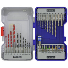 Tivoly Drills set Multi Material - for metal, wood, concrete and tiles + screwdriver bits - 28pcs