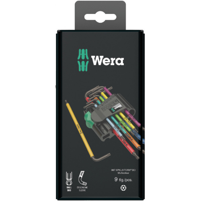 Wera TORX® L-atslēgu komplekts, daudzkrāsainas BO atslēgas pret-viltojumu TORX® skrūvēm