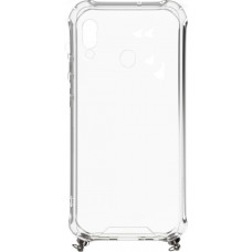 Huawei Y6 2019 Silicone TPU Transparent with Necklace Strap Silver