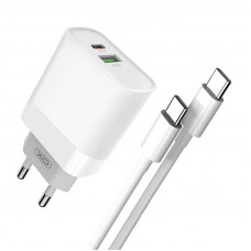 XO Wall Charger XO L64, USB + USB-C, 20W (White)