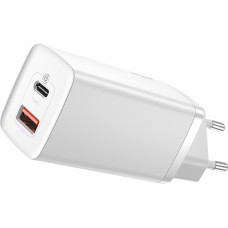 Baseus Sienas ātrais lādētājs GaN2 Lite 65 W USB + USB-C QC4+ PD3.0 SCP FCP AFC, balts