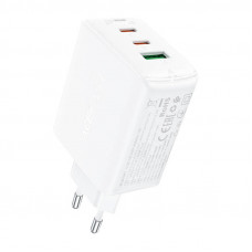 Acefast Wall charger Acefast A41 , 2x USB-C + USB, GaN 65W (white)