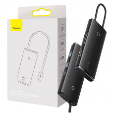 Baseus Dokstacija USB C spraudnis  2xUSB3.0, HDMI, USB C PD (uzlāde), SD/microSD porti BASEUS