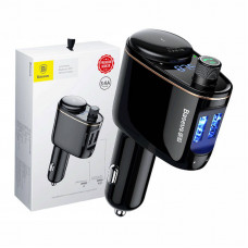 Baseus Bluetooth FM Modulator Car Charger 12-24V 2xUSB 3.4A with Cigarette Lighter Port, Black