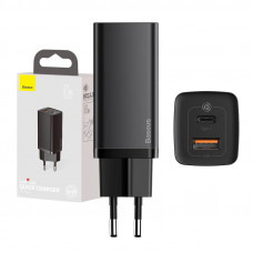 Baseus Sienas ātrais lādētājs GaN2 Lite 65 W USB + USB-C QC4+ PD3.0 SCP FCP AFC, melns