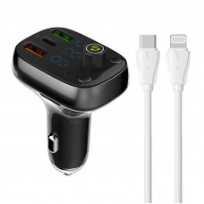 Ldnio Bluetooth C704Q 2USB, USB-C Transmiter FM + USB-C - Lightning cable