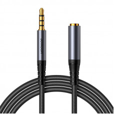 Joyroom SY-A09 AUX extension cable 3.5mm mini jack female to 3.5mm mini jack male, braided, 1.2m (black)