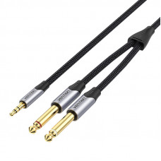 Vention Cable audio mini jack 3.5mm to 2x  6.5mm Vention BARHG 1.5m (grey)