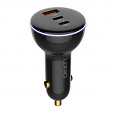 Ldnio C102 Car Charger, USB + 2x USB-C, 160W + USB to Micro USB Cable (Black)