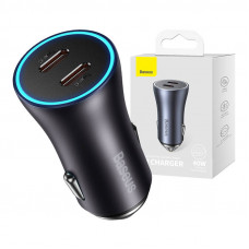 Baseus Golden Contactor Pro car charger, 2x USB-C, 40W (Dark Gray)