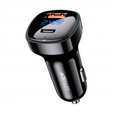 Acefast Car Charger Acefast B4, 66W, USB-C + USB, with display (black)