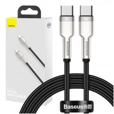 Baseus Kabelis USB C - USB C, datu pārraidei un savienojumam līdz 100W 1m melns Cafule Metal BASEUS