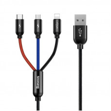 Baseus 3in1 Cable USB-C / Lightning / Micro 3,5A 0,3m (Black)