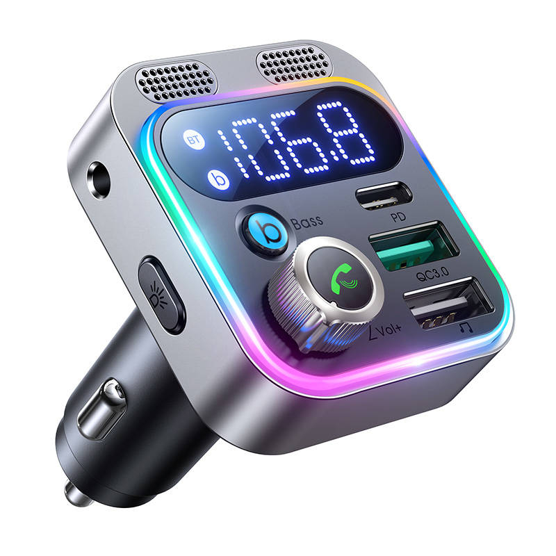 Joyroom FM transmitter for Joyroom JR-CL16, USB + USB-C, 48W (black)