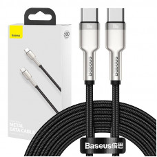 Baseus Kabelis USB C - USB C, datu pārsūtīšanai un uzlādēšanai līdz 100W, 2m, melns Cafule Metal BASEUS