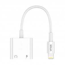 Vipfan Cable VFAN L10 Lightning to Lightning + mini jack 3.5mm AUX, 10cm (biały)