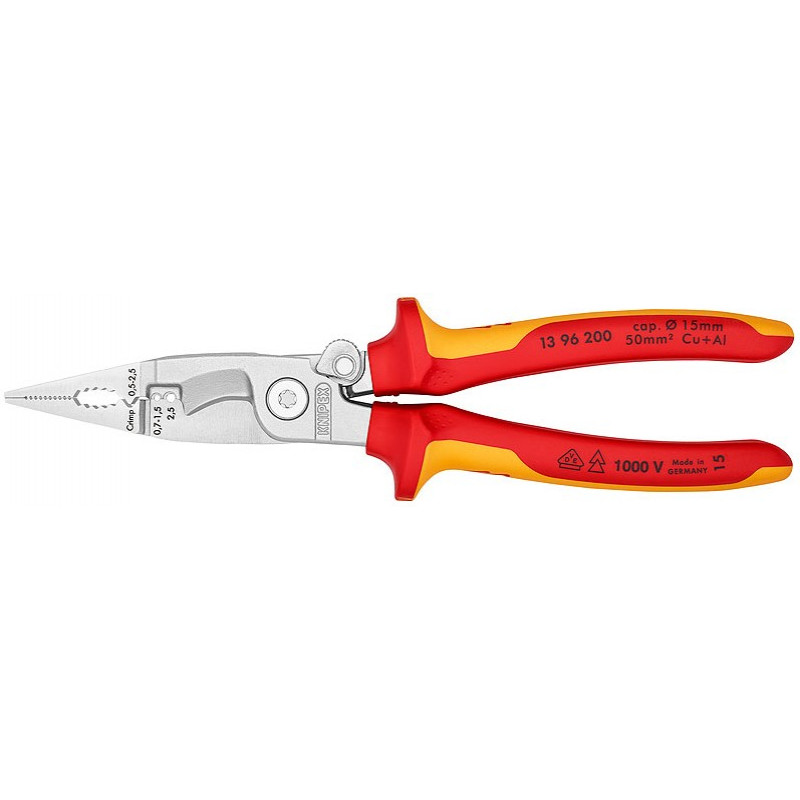 Knipex Izolētas knaibles elektroinstalācijas darbiem1000V 200mm, 13 96 200 KNIPEX