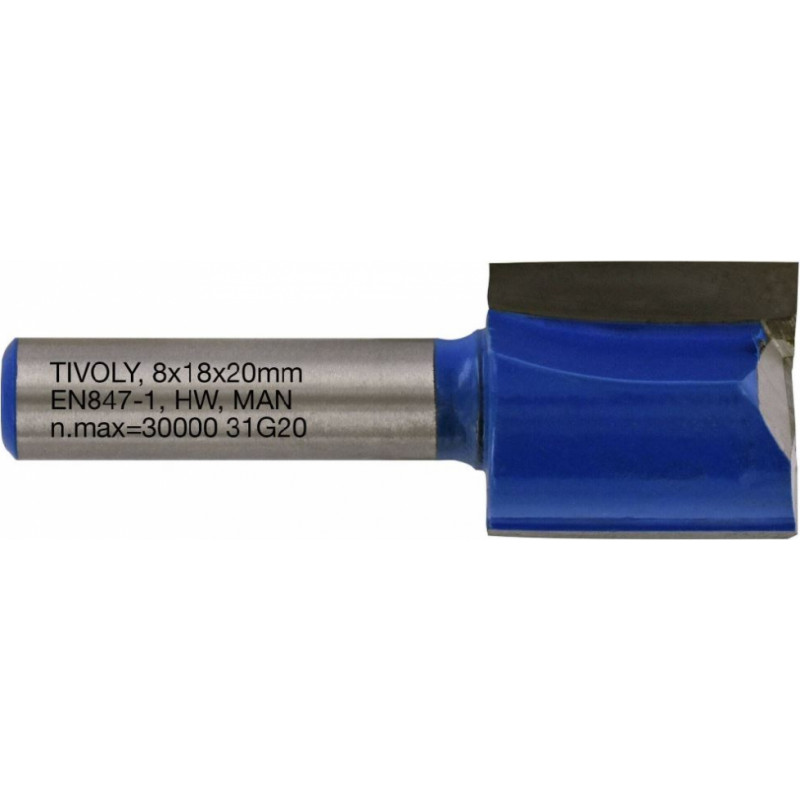 Tivoly Straight slot cutter, 18x8 mm, 8mm shank