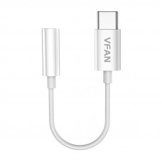 Vipfan Cable VFAN L08 USB-C to mini jack 3.5mm AUX, 10cm (white)