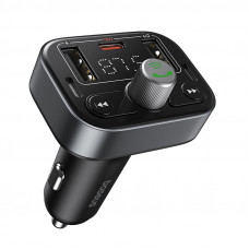 Baseus Auto Bluetooth 5.3 FM raidītājs 2xUSB + USB-C, melns, melns