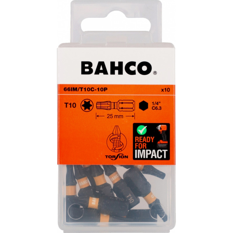 Bahco Uzgaļi 66IM T10 25mm Impact, 10 gab.