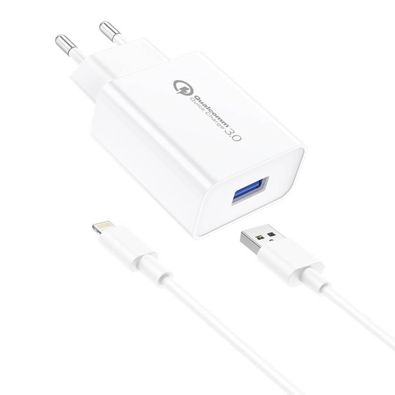 Foneng  EU13 Wall Charger + USB to Lightning Cable, 3A (White)