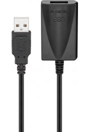 Goobay Aktīvais USB 2.0 pagarinātājs, melns, 5 m - USB 2.0 male (A tips) > USB 2.0 female (A tips)