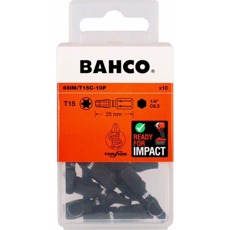 Bahco Uzgaļi 66IM T15 25mm Impact, 10 gab.