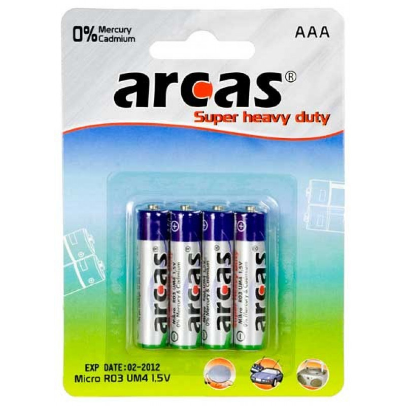 Arcas baterijas AAA LR03, 4 gb.