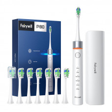 Fairywill  FW-P80 sonic toothbrush with tip set and case (White)