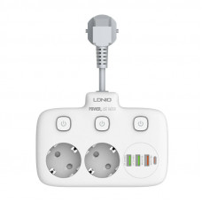 Ldnio Power strip with 2 AC sockets, 3x USB, USB-C, LDNIO SE2435, 2500W (white)