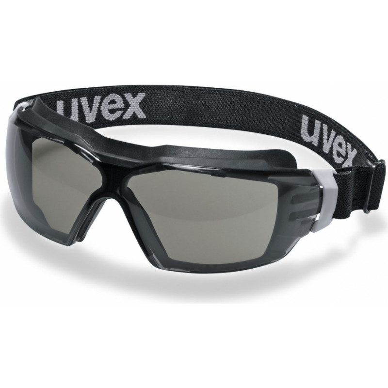 Uvex Safety goggles Uvex CX2 Sonic, grey lens, supravision extreme (anti scratch, permanent anti fog) coating, white/black. Rubber strap. Impact class B.