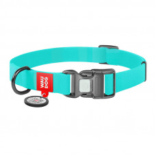 Waudog Luminous waterproof dog collar with QR code Waudog size S turquoise