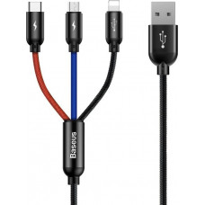 Baseus Kabelis ar spraudni USB A - USB C / micro USB / IP Lightning savienotājkabelis 1,2 m ierīces uzlādei (nav piemērots datu pārraidei), BASEUS