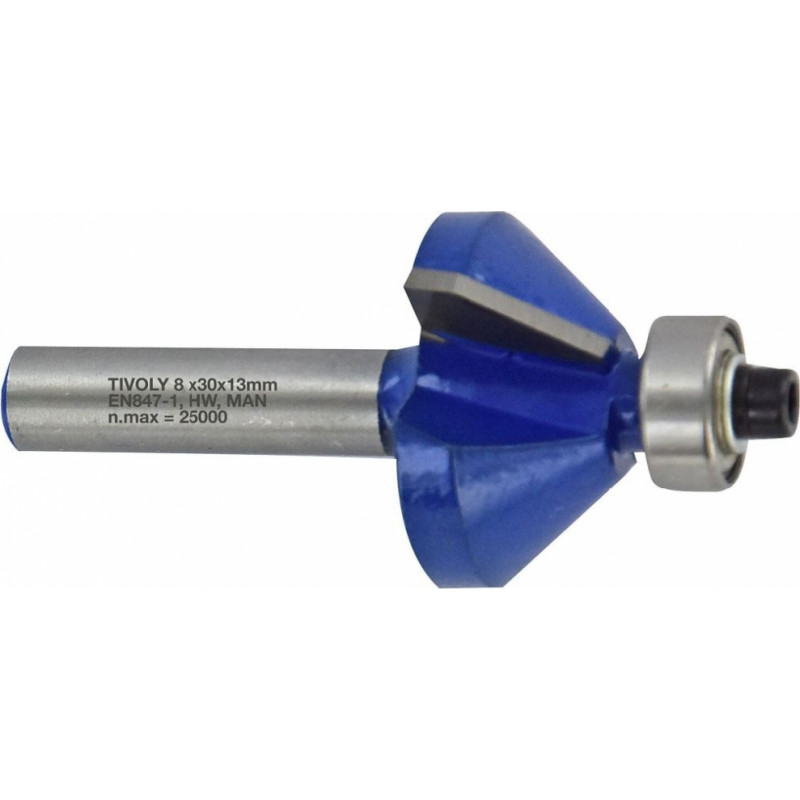 Tivoly Chamfer cutter with ball bearing, 32x15 mm, 45°, 8mm shank