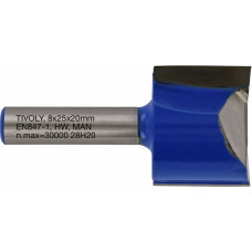 Tivoly Straight slot cutter, 25x8 mm, 8mm shank