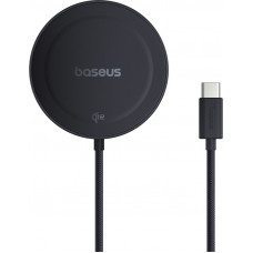 Baseus Bezvadu magnētiskais Qi2 lādētājs 15 W ar USB-C 1,5 m kabeli, melns