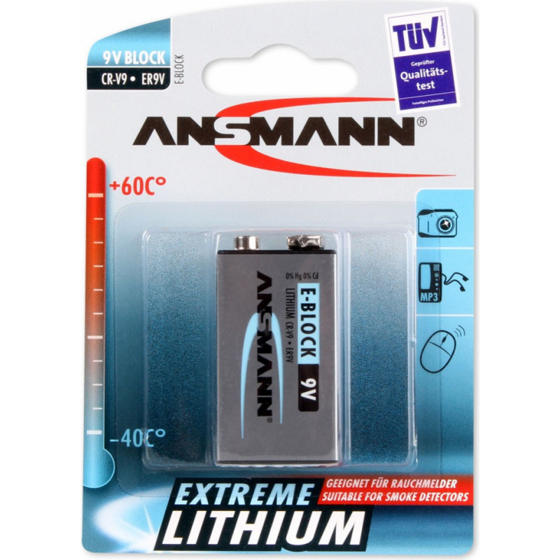 Ansmann Litija baterija 9V  (6FR61,1604LC,1222, U9VL) ANSMANN