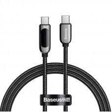 Baseus USB C kabelis - USB C kontaktdakšas 100W (20V/5A) 1.0m ar jaudas displeju, melns BASEUS