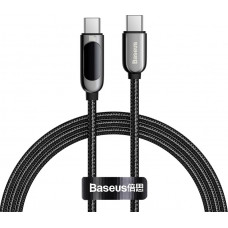 Baseus USB C kabelis - USB C kontaktdakšas 100W (20V/5A) 1.0m ar jaudas displeju, melns BASEUS